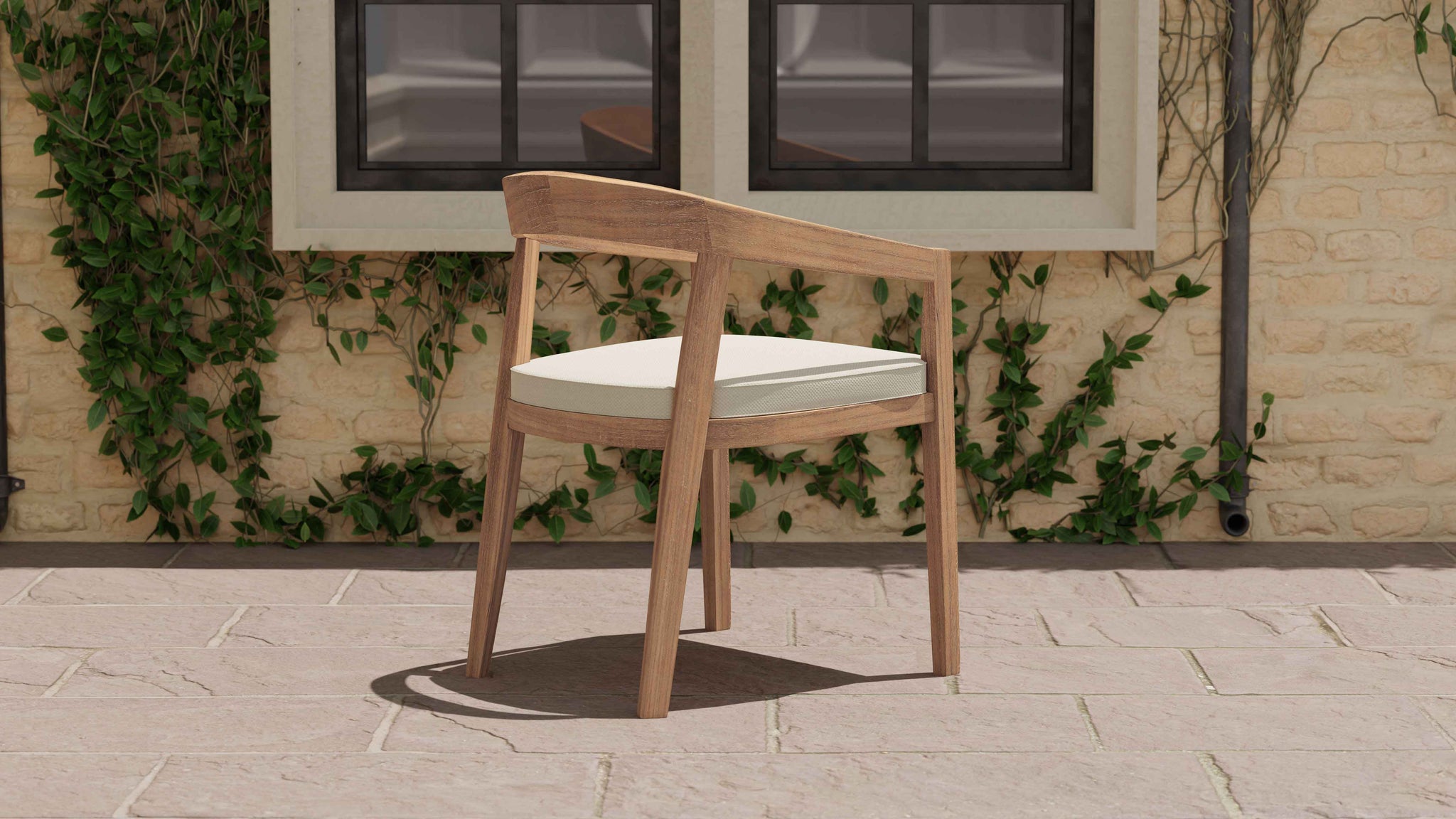 Windsor Teak Garden Carver Chair Rear Angled View