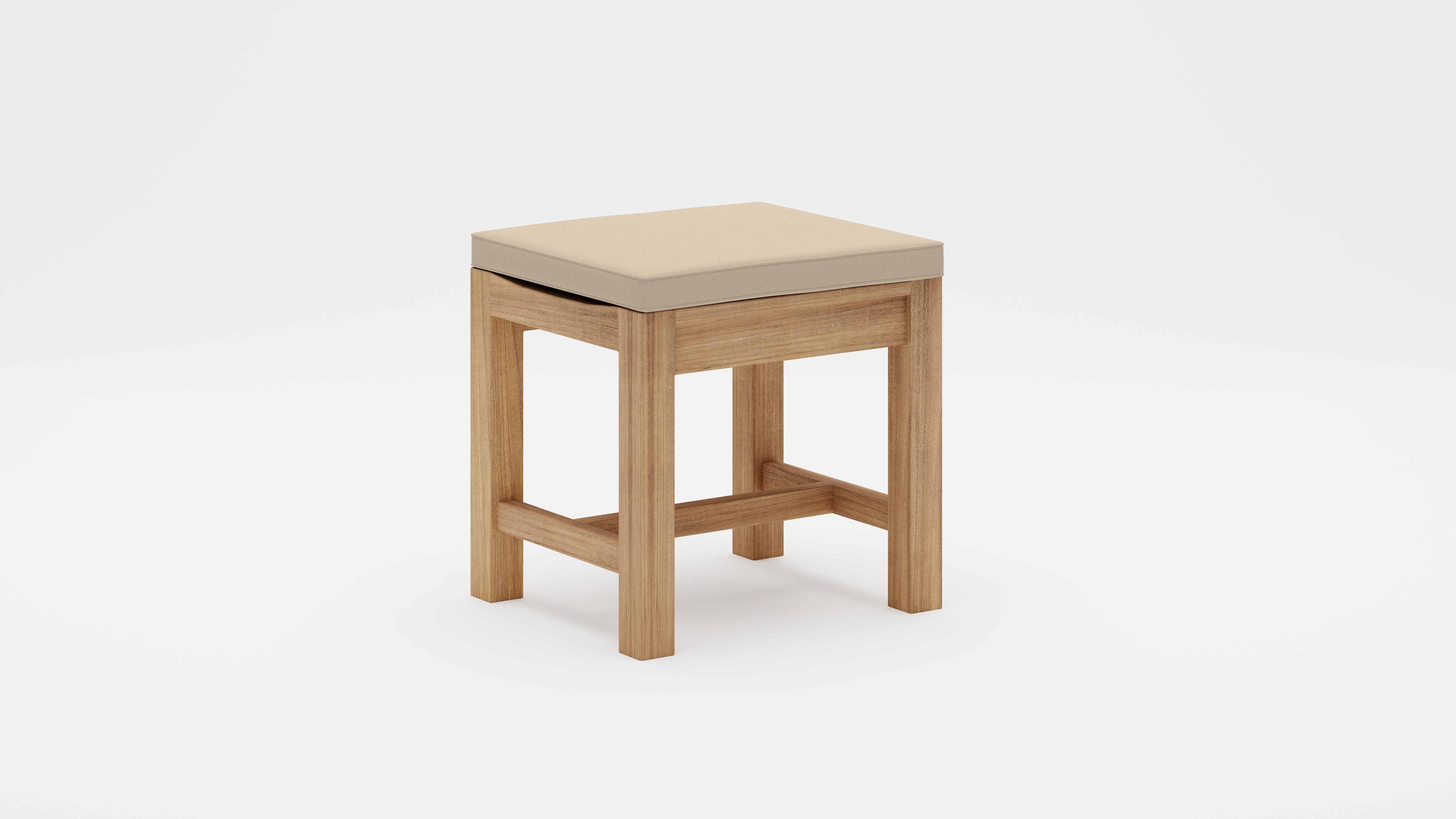 Teak Backless Bench Stool 50cm with Ecru Cushion