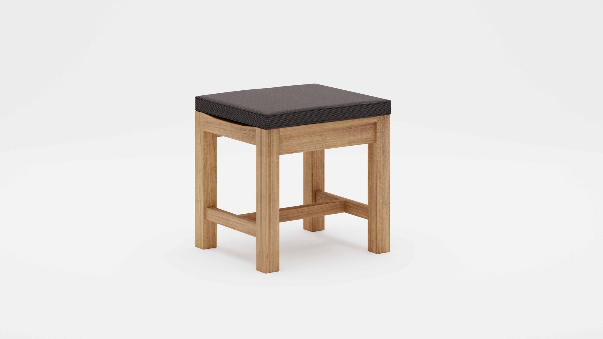 Teak Backless Bench Stool 50cm with Graphite Cushion