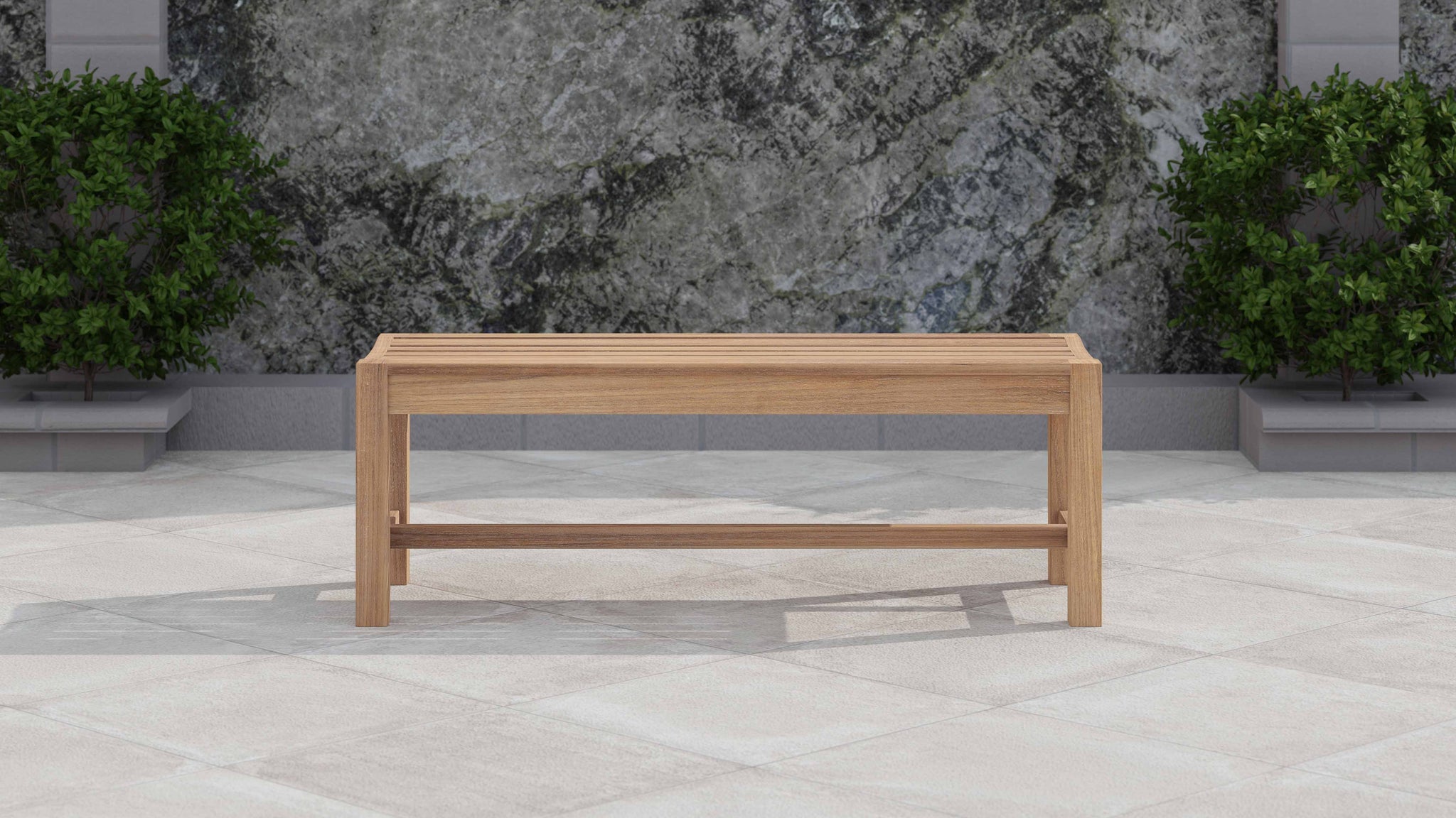 Teak 130cm Backless Bench Front View