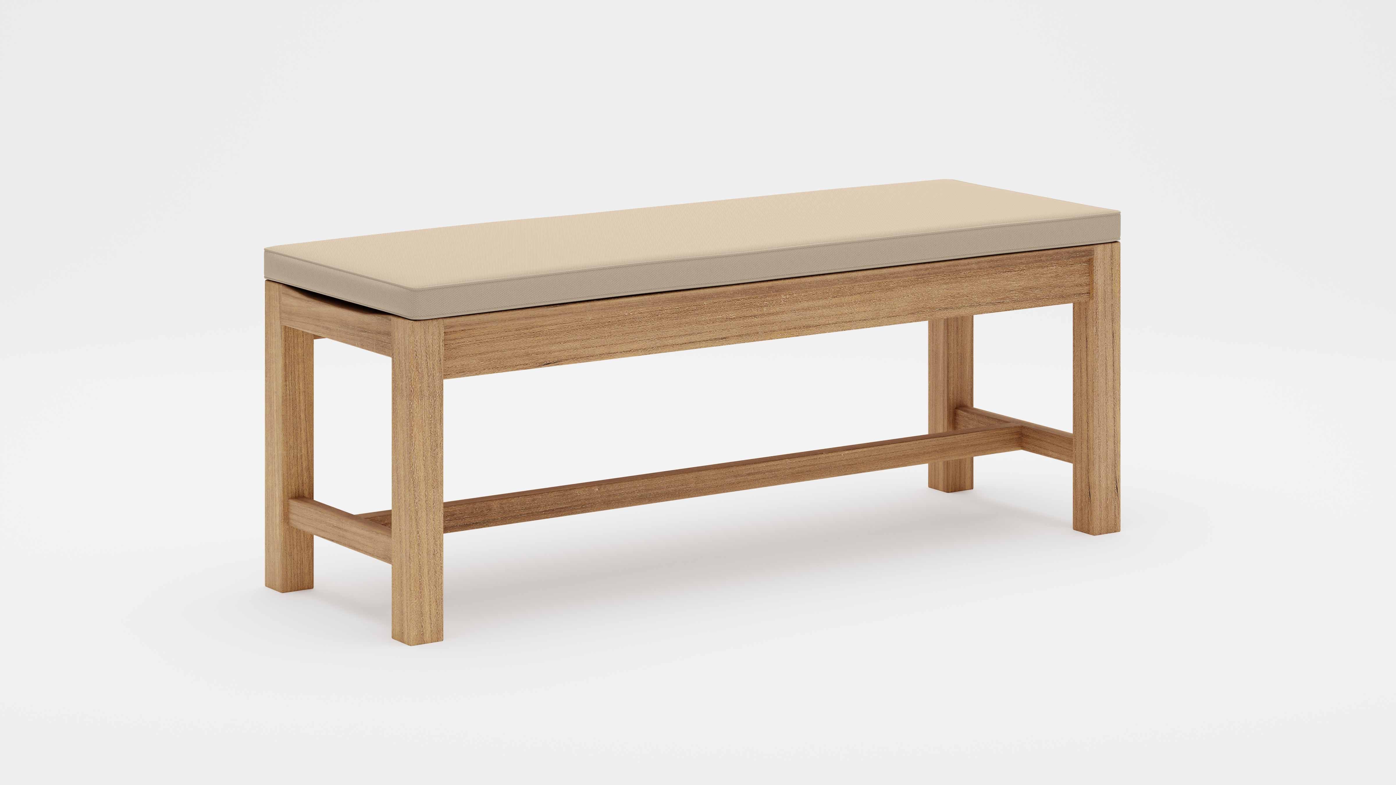 Teak 130cm Backless Bench with  Ecru Cushion