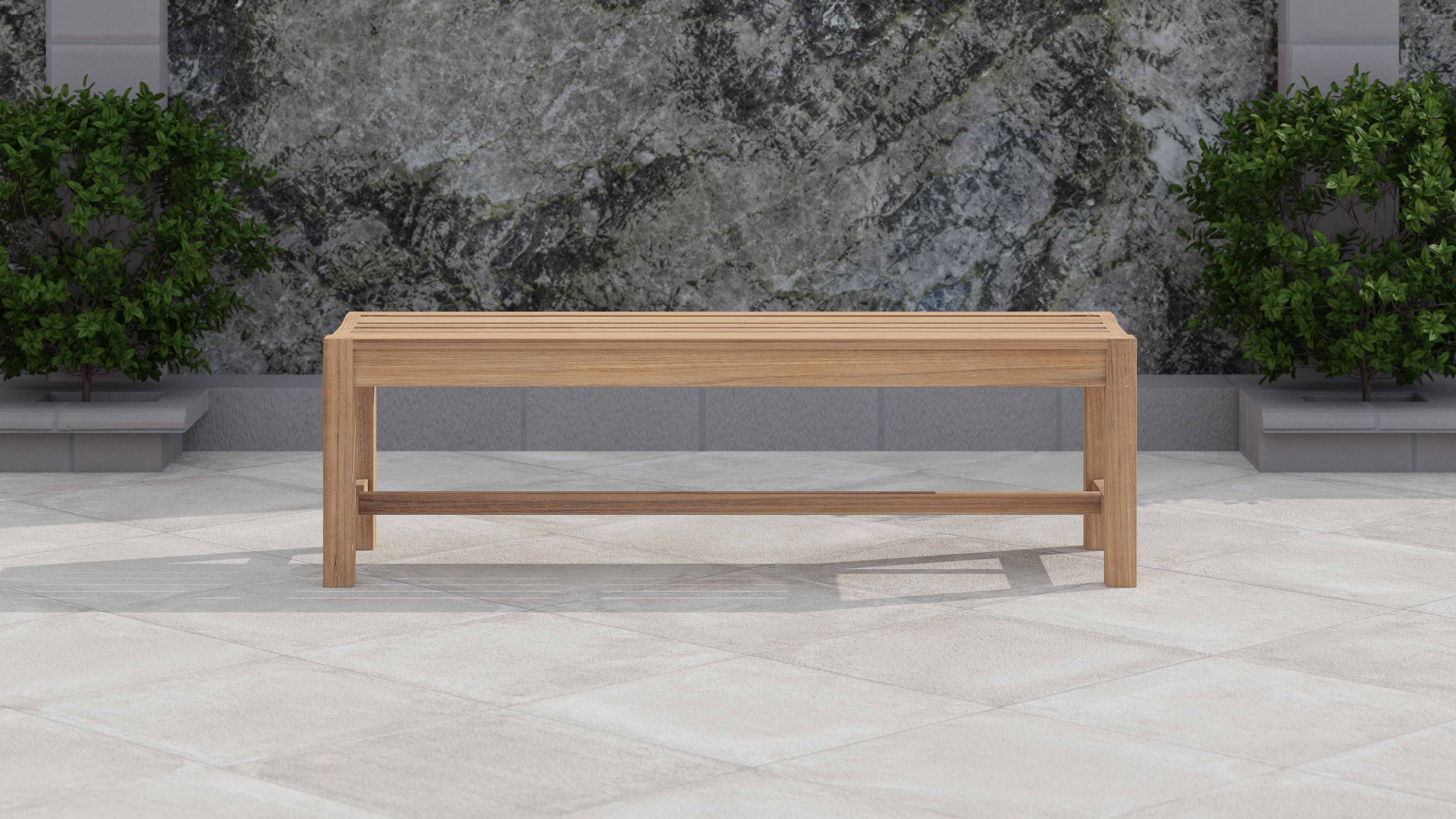 Teak 150cm Backless Bench Front View