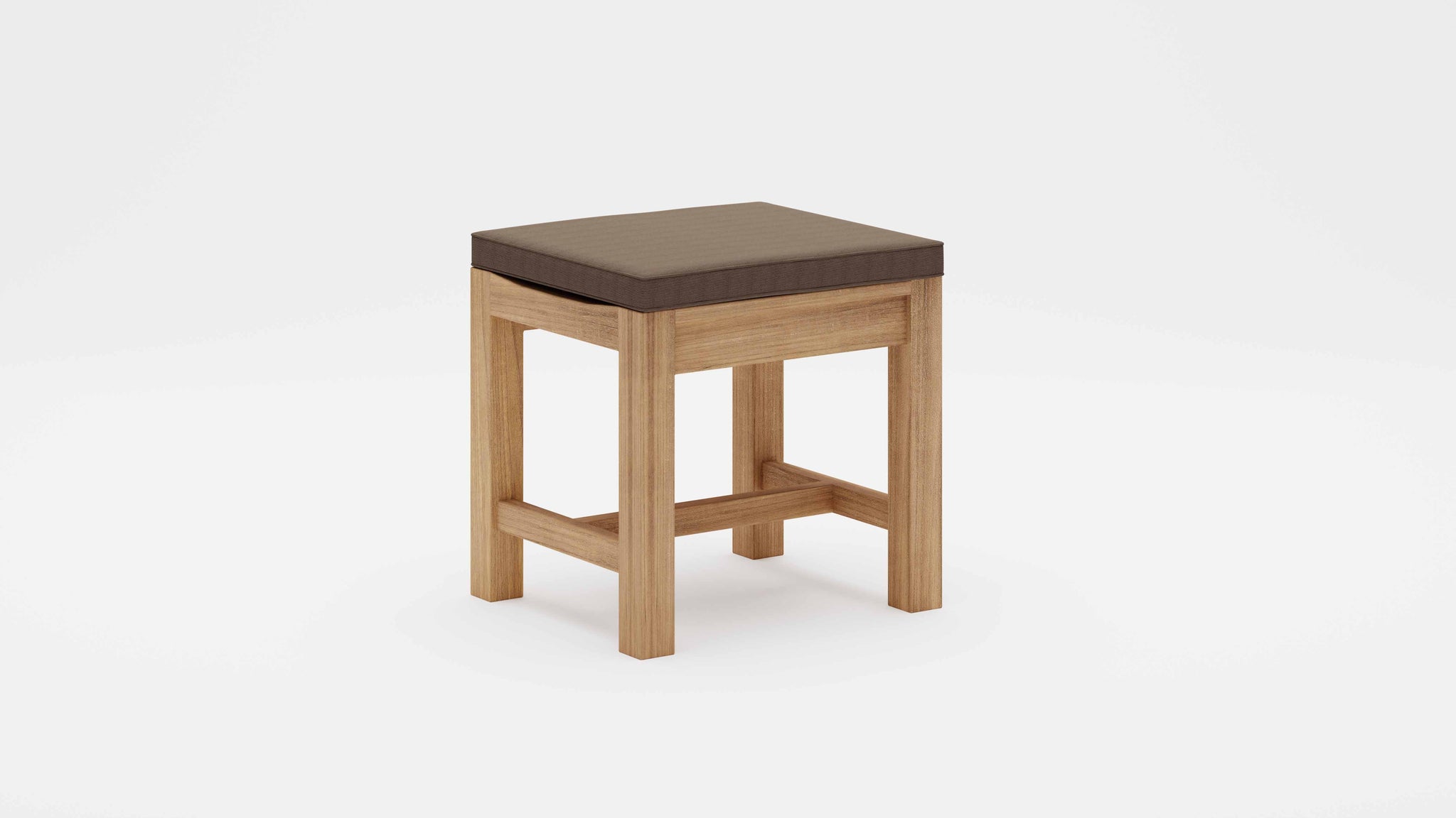 Teak 50cm Backless Bench Stool with Taupe Cushion