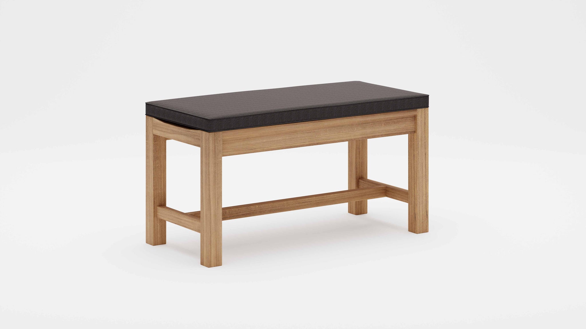 Teak Backless Bench with Graphite Cushion