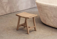 Teak Bathroom Shower Stool without Shelf Front Angled View