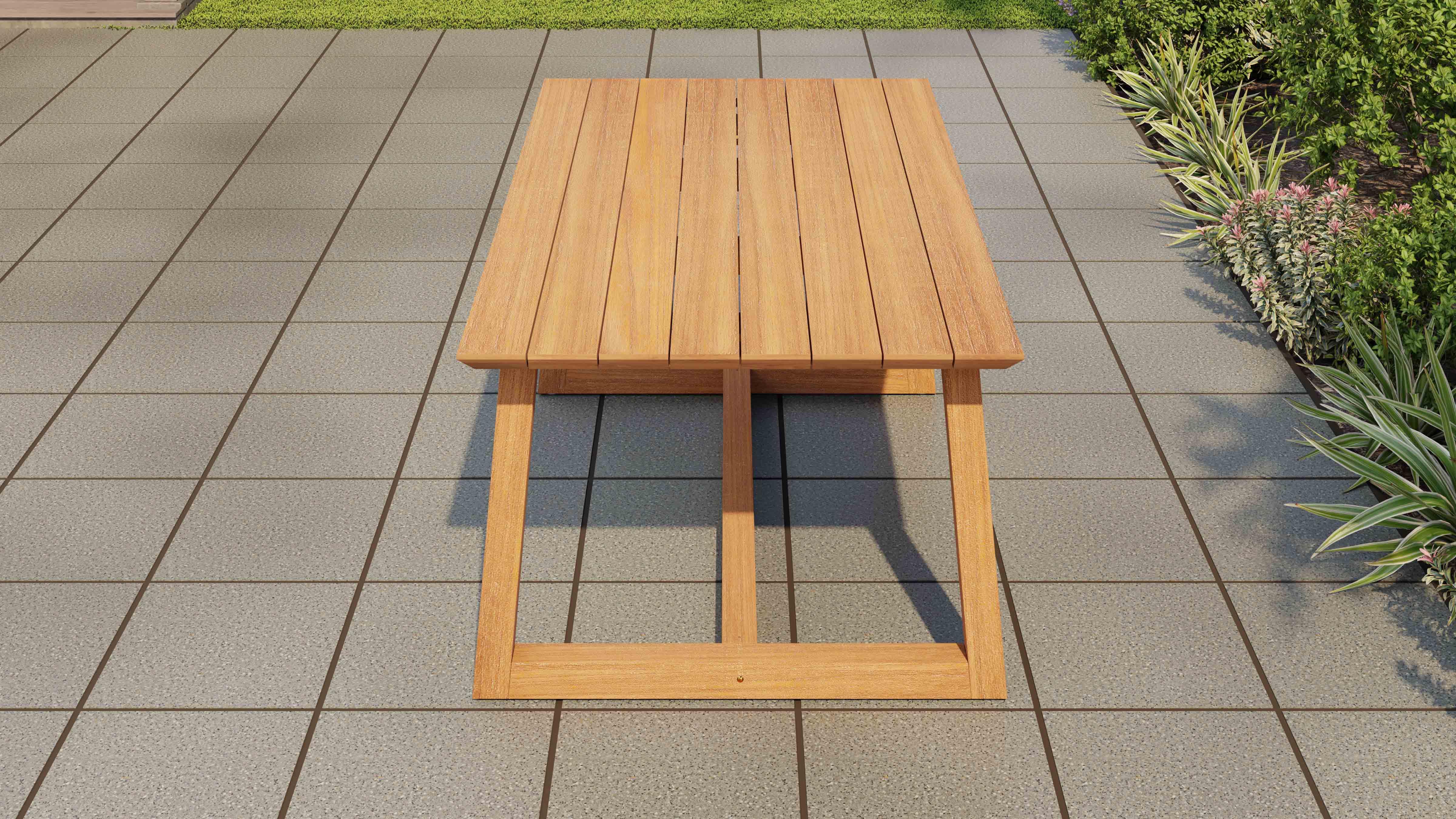 Belgravia Teak Garden Dining Table 180cm Overhead Perspective