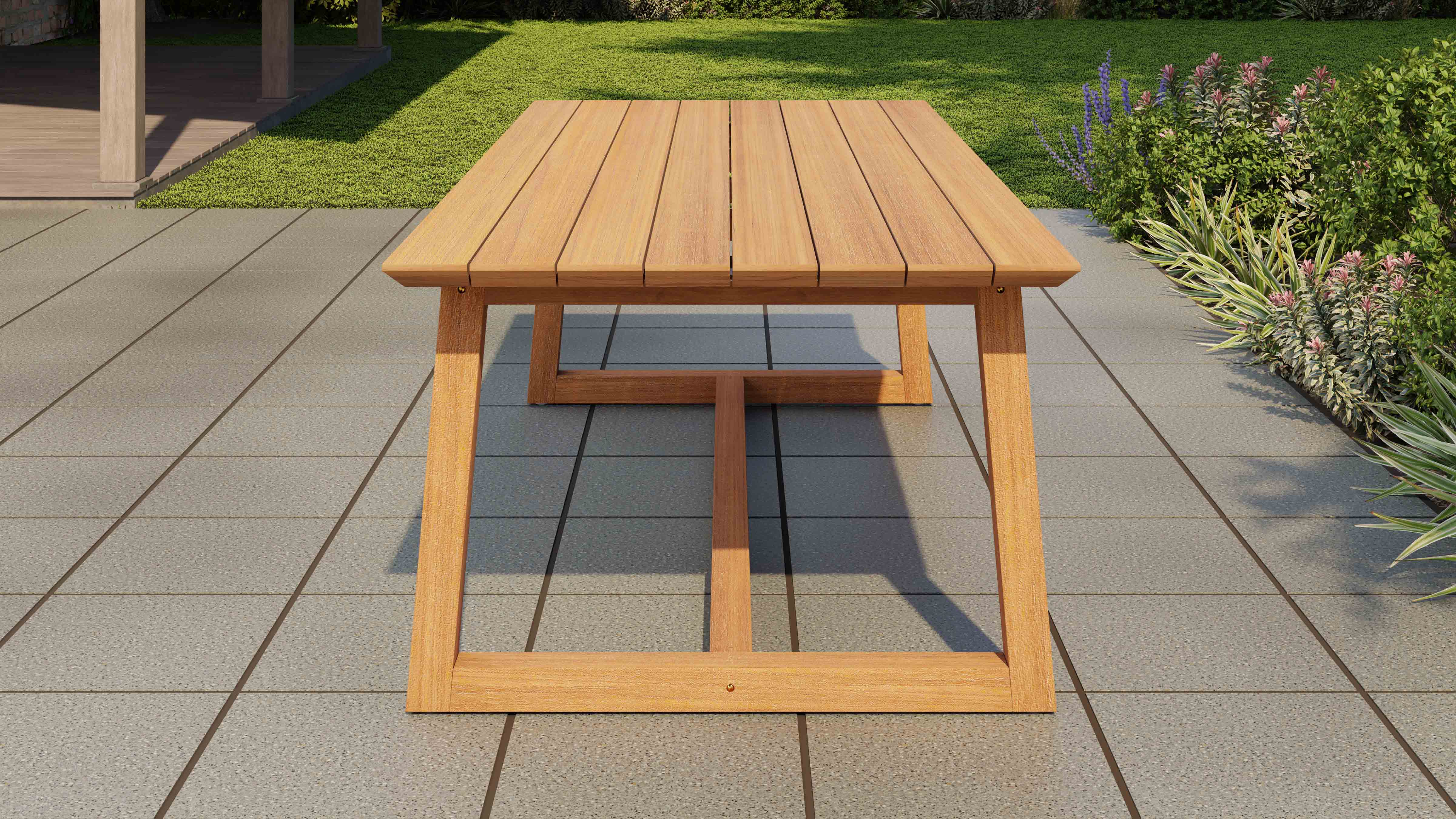 Belgravia Teak Garden Dining Table 240cm End View