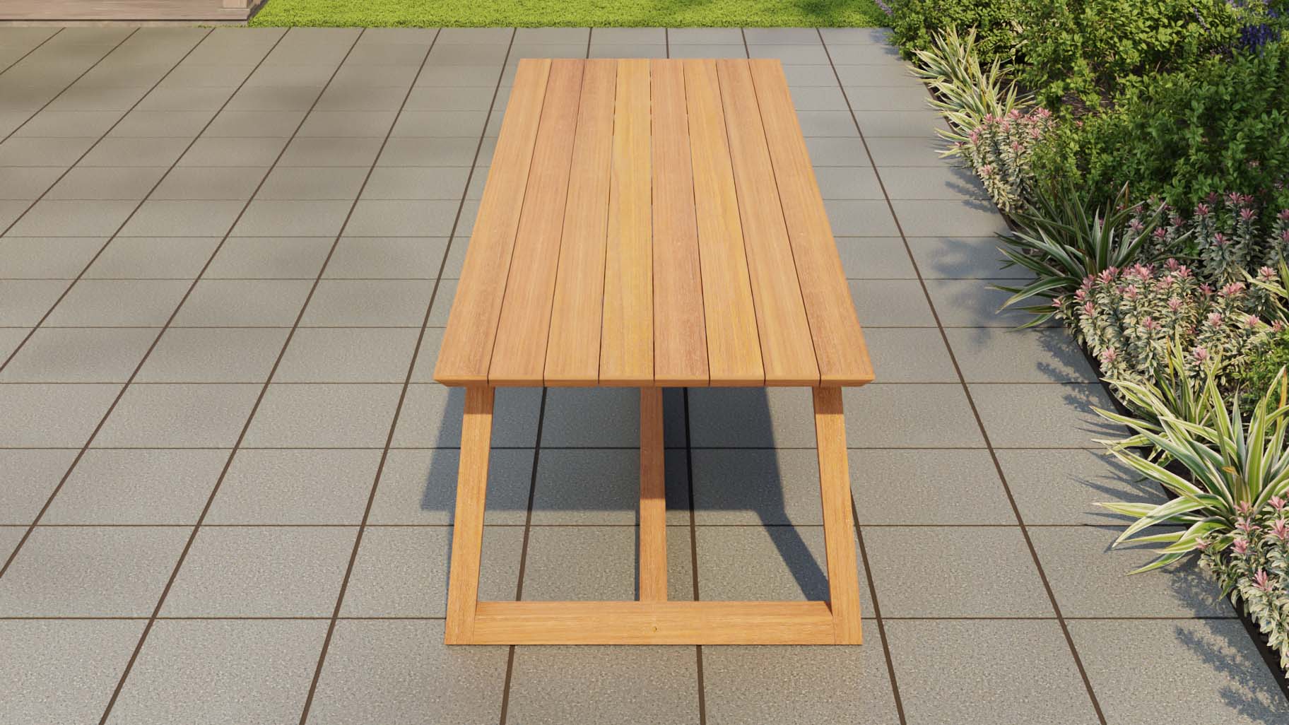 Belgravia Teak Garden Dining Table 300cm End View