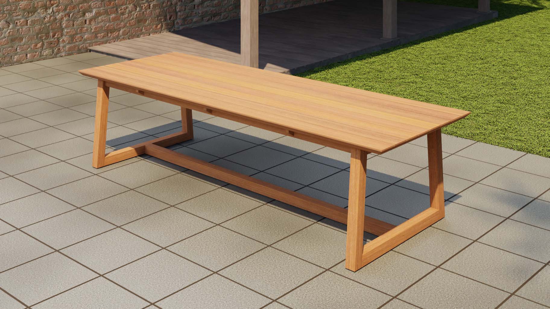 Belgravia Teak Garden Dining Table 300cm Front Angled View