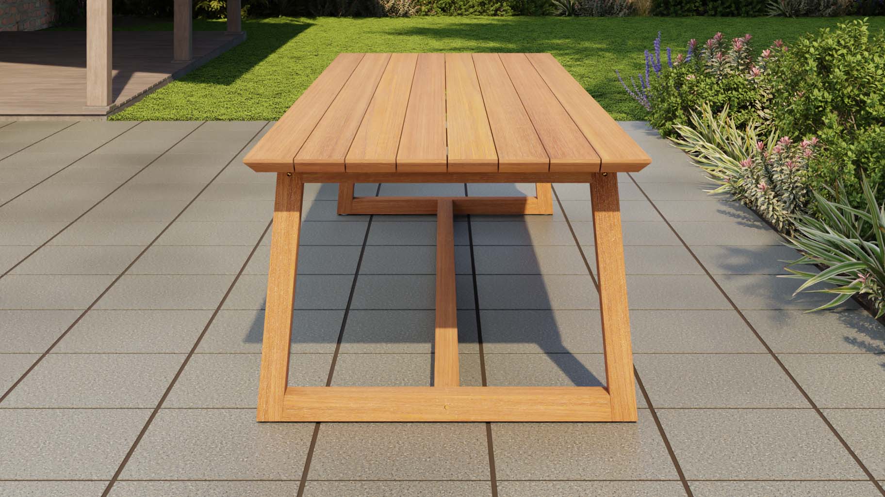 Belgravia Teak Garden Dining Table 300cm End View