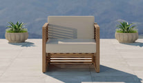 Buckingham Teak Modular Lounge Armchair with Ecru Cushions Front View