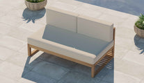 Buckingham Teak Modular Two Seat Mid Section with Ecru Cushions Overhead Perspective