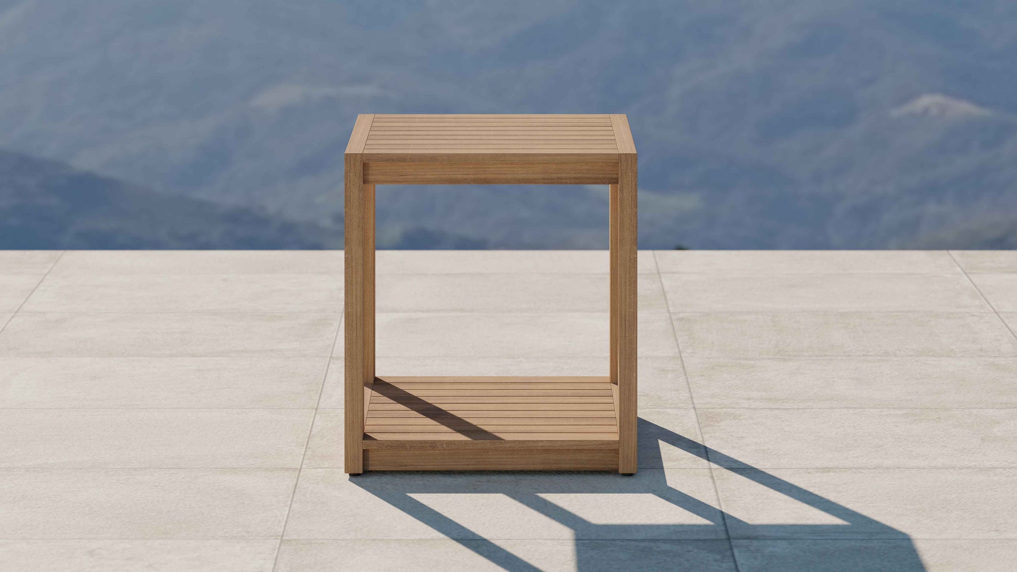 The Buckingham Teak Square Side Table Front View