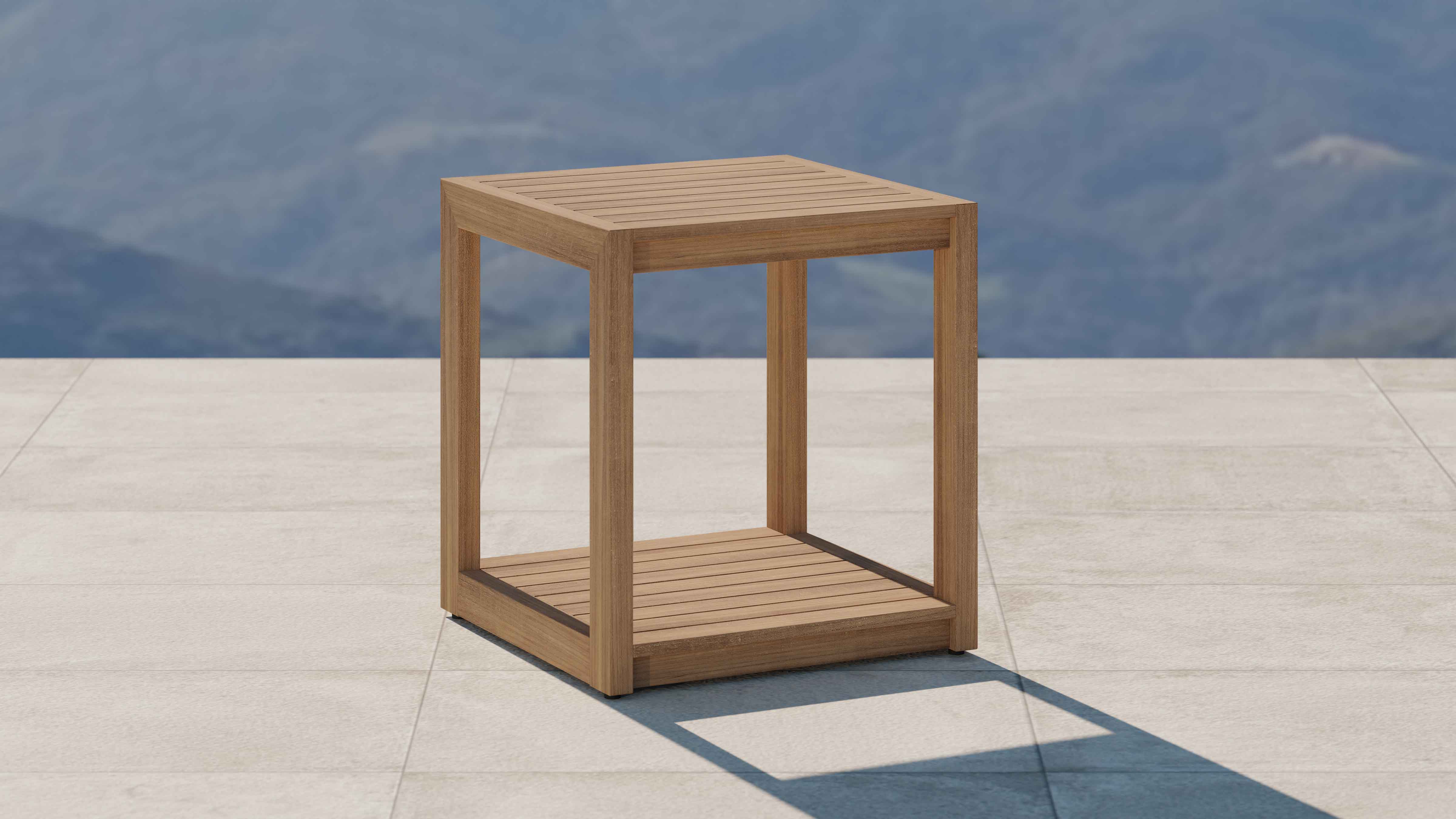 The Buckingham Teak Square Side Table Front Angled View