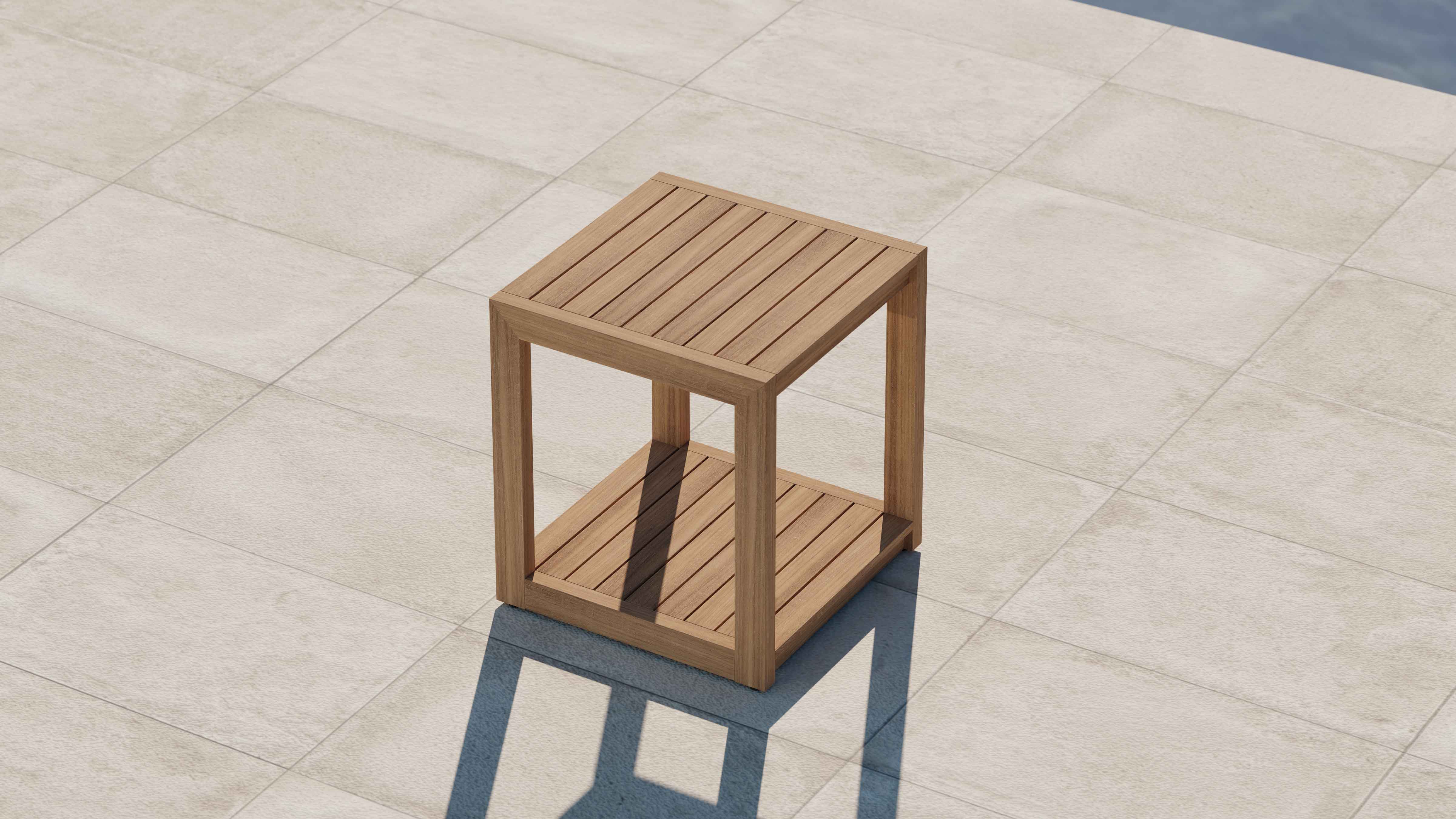 The Buckingham Teak Square Side Table Overhead Perspective