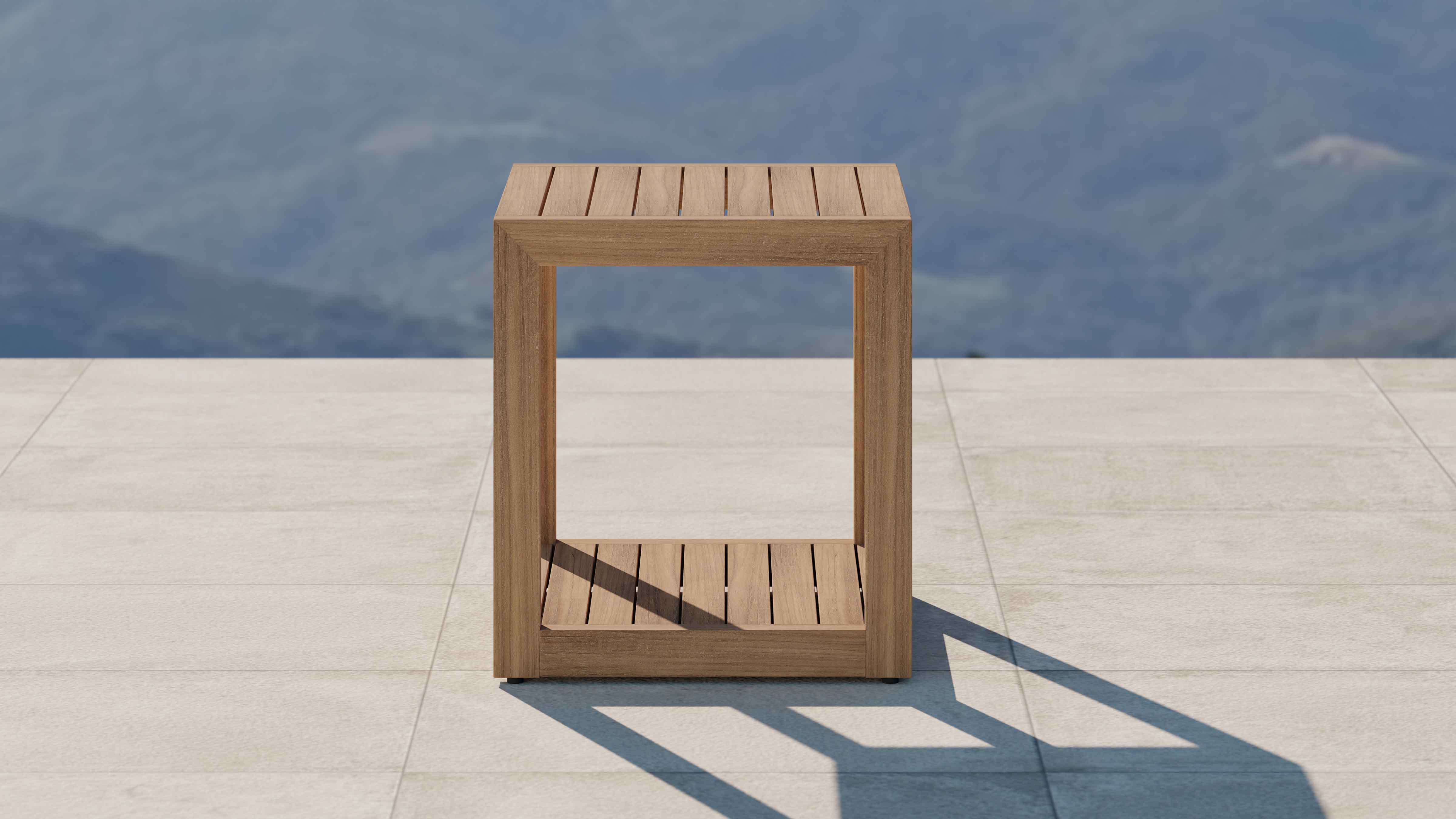 The Buckingham Teak Square Side Table Side View