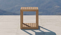 The Buckingham Teak Square Side Table Side View