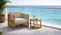 Teak Buckingham Square Side Table & Lounge Armchair