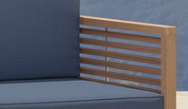 Our Buckingham lounge furniture with Navy seat and back cushions