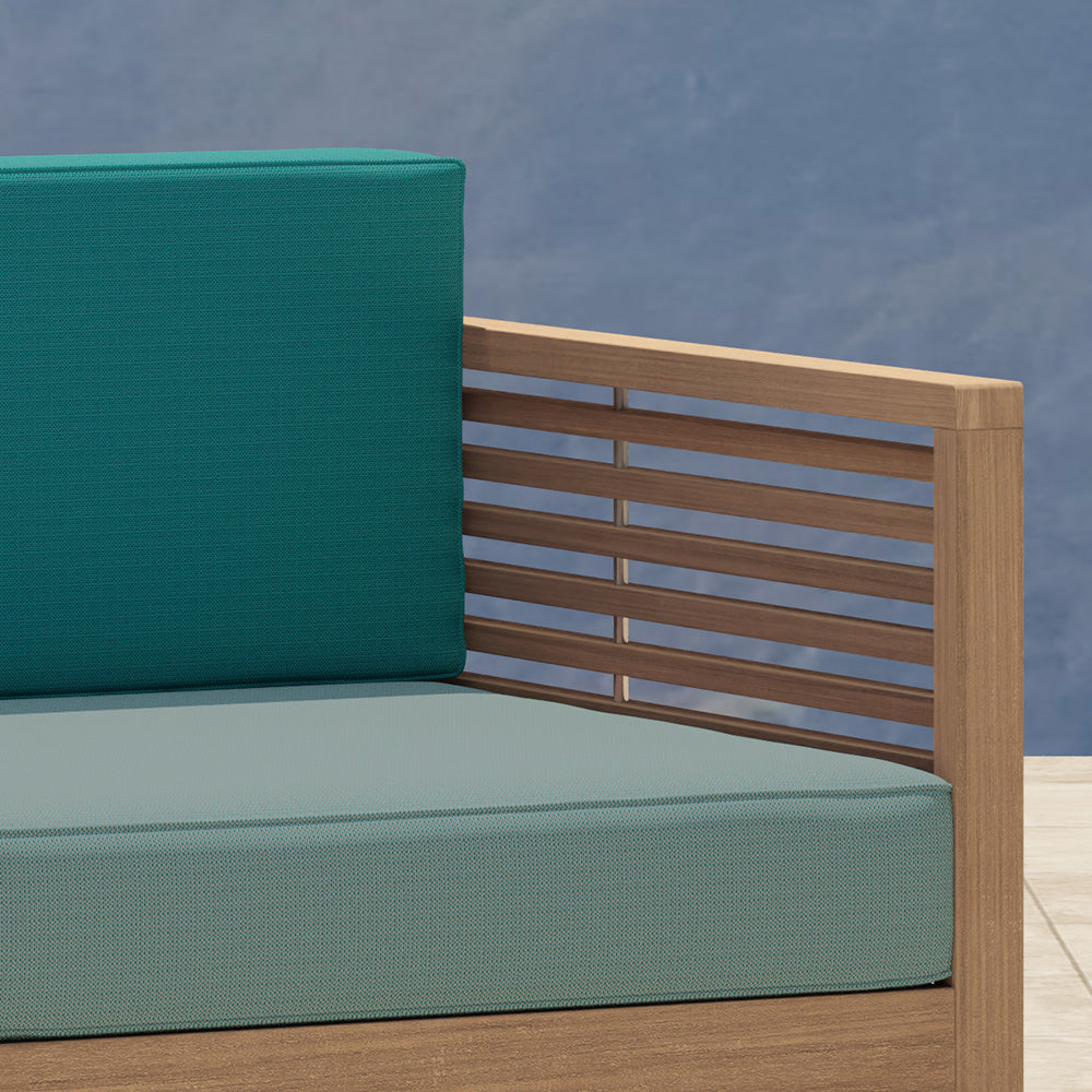 Our Buckingham lounge furniture with  Teal Back cushion and Sky seat cushion