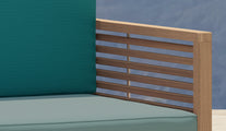 Our Buckingham lounge furniture with  Teal Back cushion and Sky seat cushion