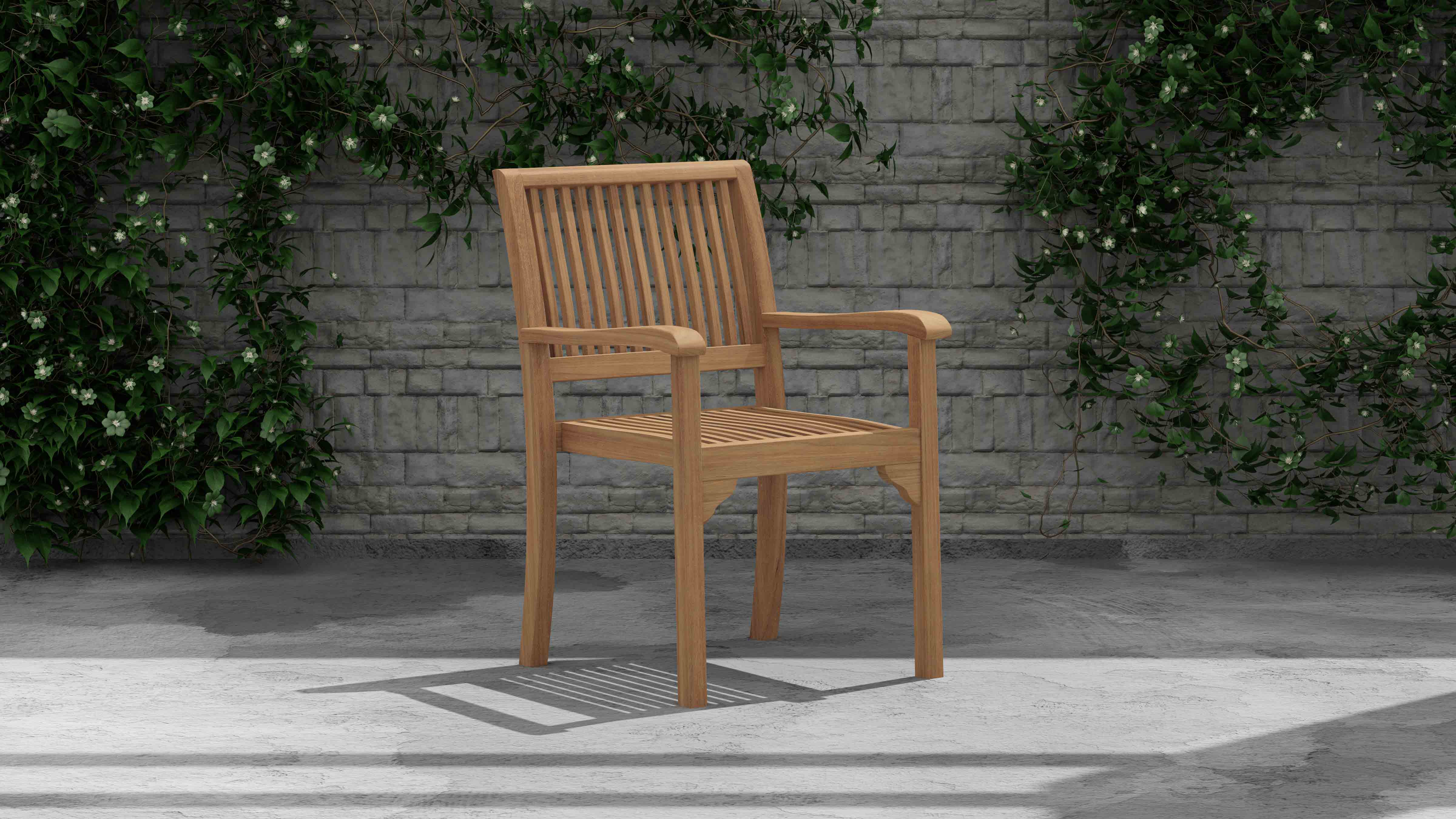 Guildford Teak Garden Carver Chair Front Angled View