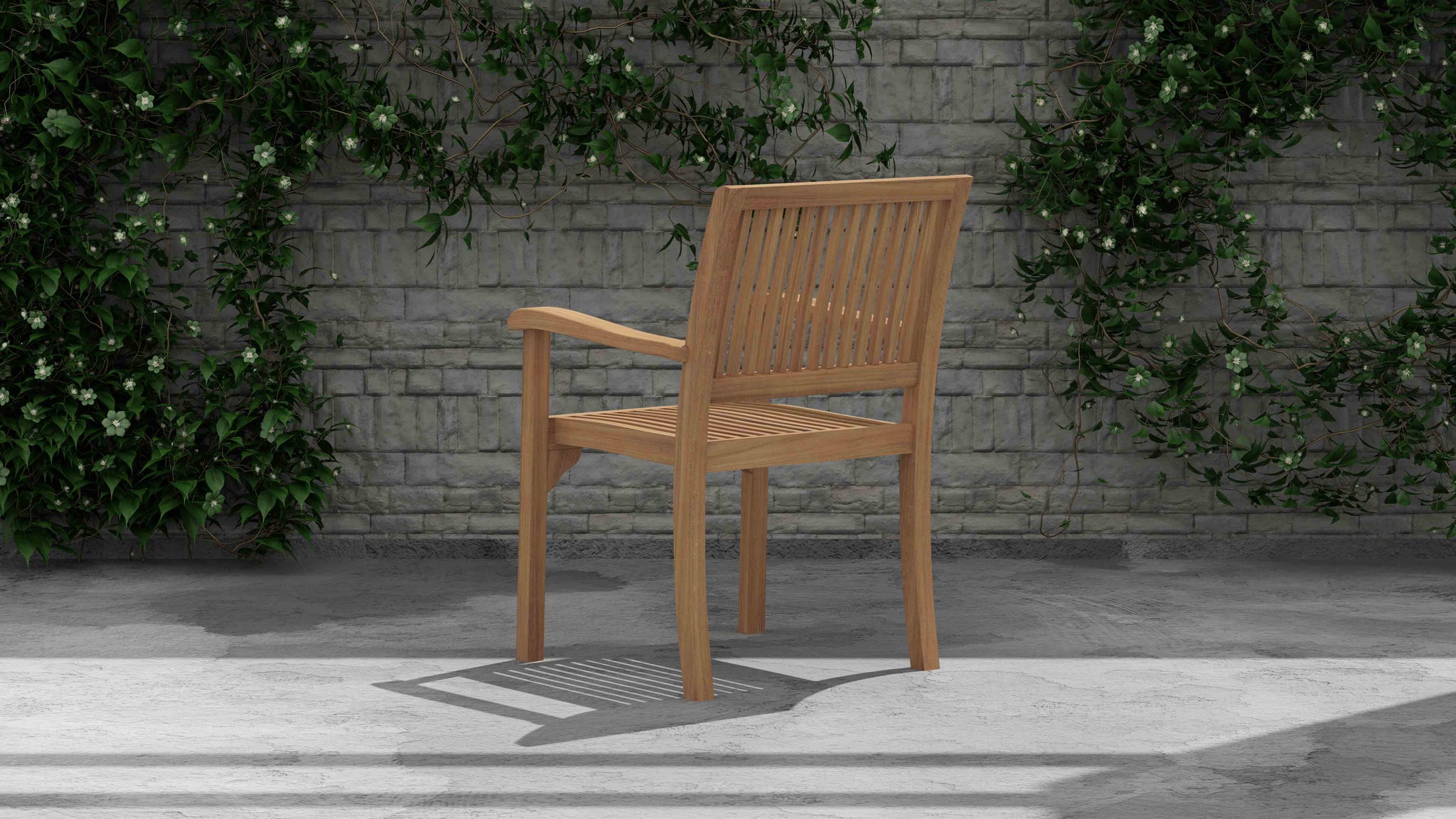 Guildford Teak Garden Carver Chair Rear Angled View