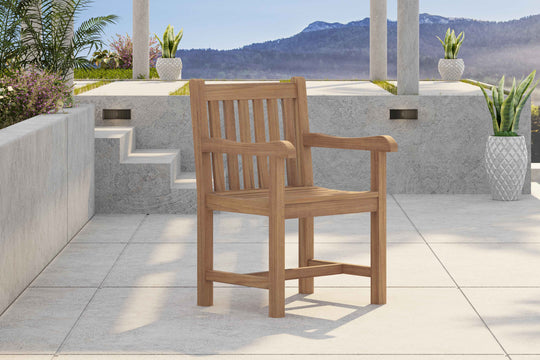 Salisbury Teak Garden Carver Chair Front Angled View