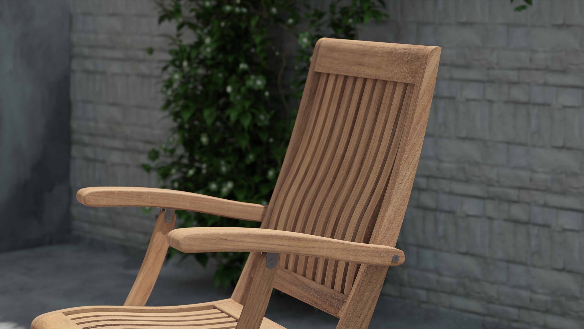 Ripon Folding Teak Garden Carver Chair with Arms Showing Arm Detail