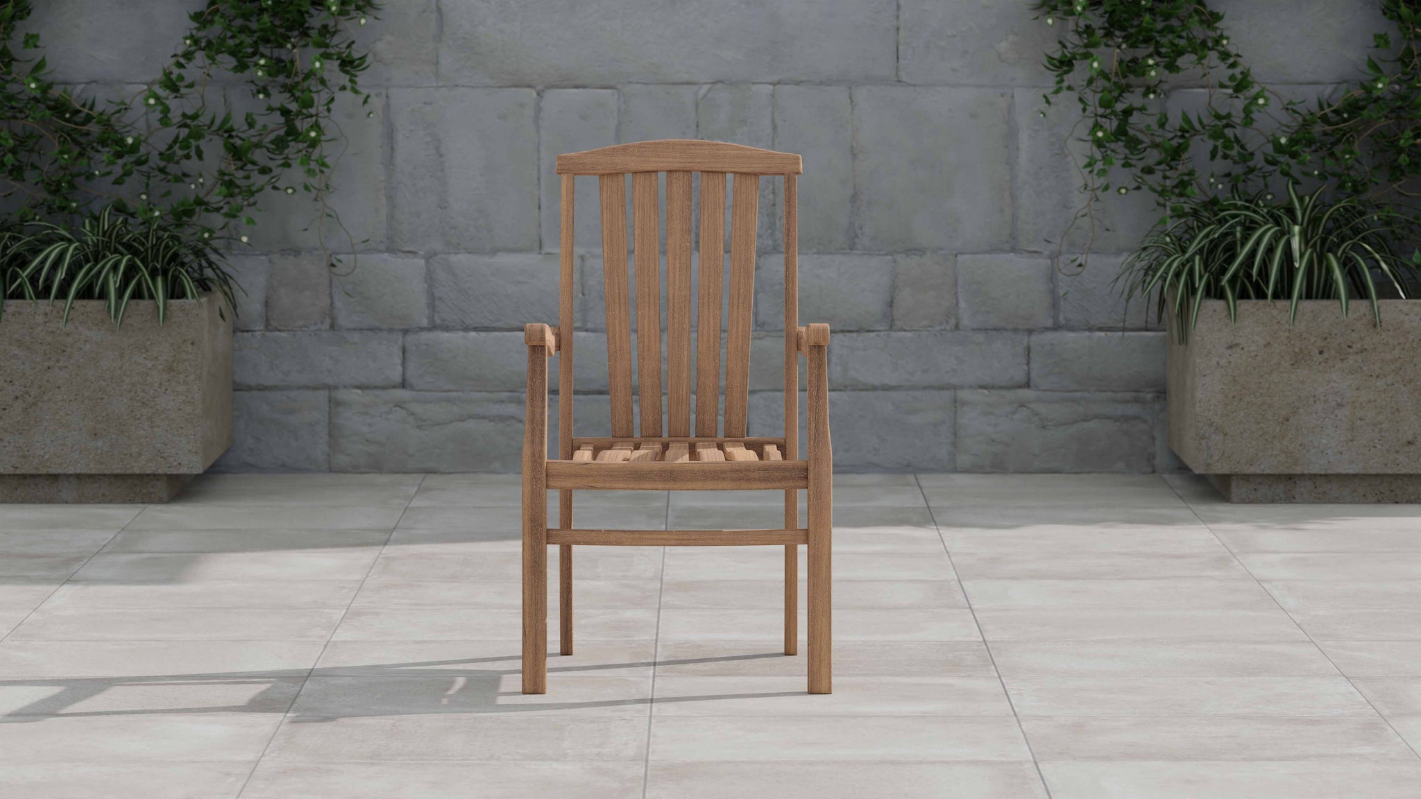 Dorchester Teak Carver Garden Chair with Arms Front View