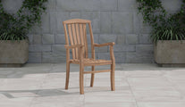 Dorchester Teak Carver Garden Chair with Arms Front Angled View