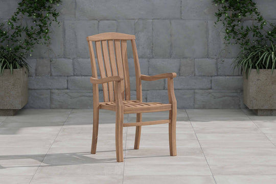 Dorchester Teak Carver Garden Chair with Arms Front Angled View