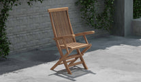 Lincoln Teak Garden Chair Carver with Arms Side Front View