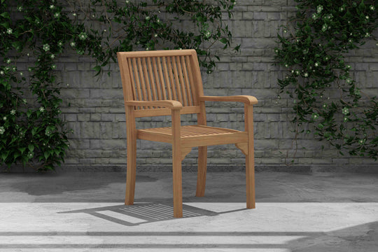 Guildford Teak Garden Carver Chair Front Angled View