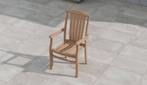 Dorchester Teak Carver Garden Chair with Arms Overhead Perspective