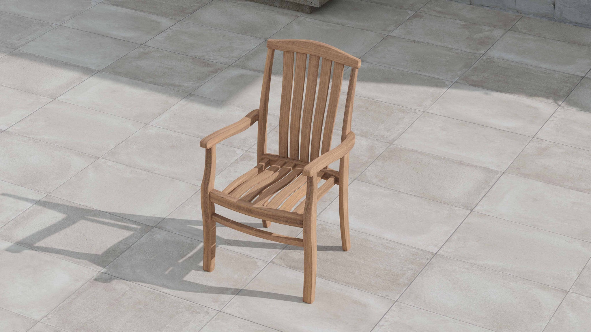 Dorchester Teak Carver Garden Chair with Arms Overhead Perspective