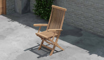 Lincoln Teak Garden Chair Carver with Arms Raised Front View