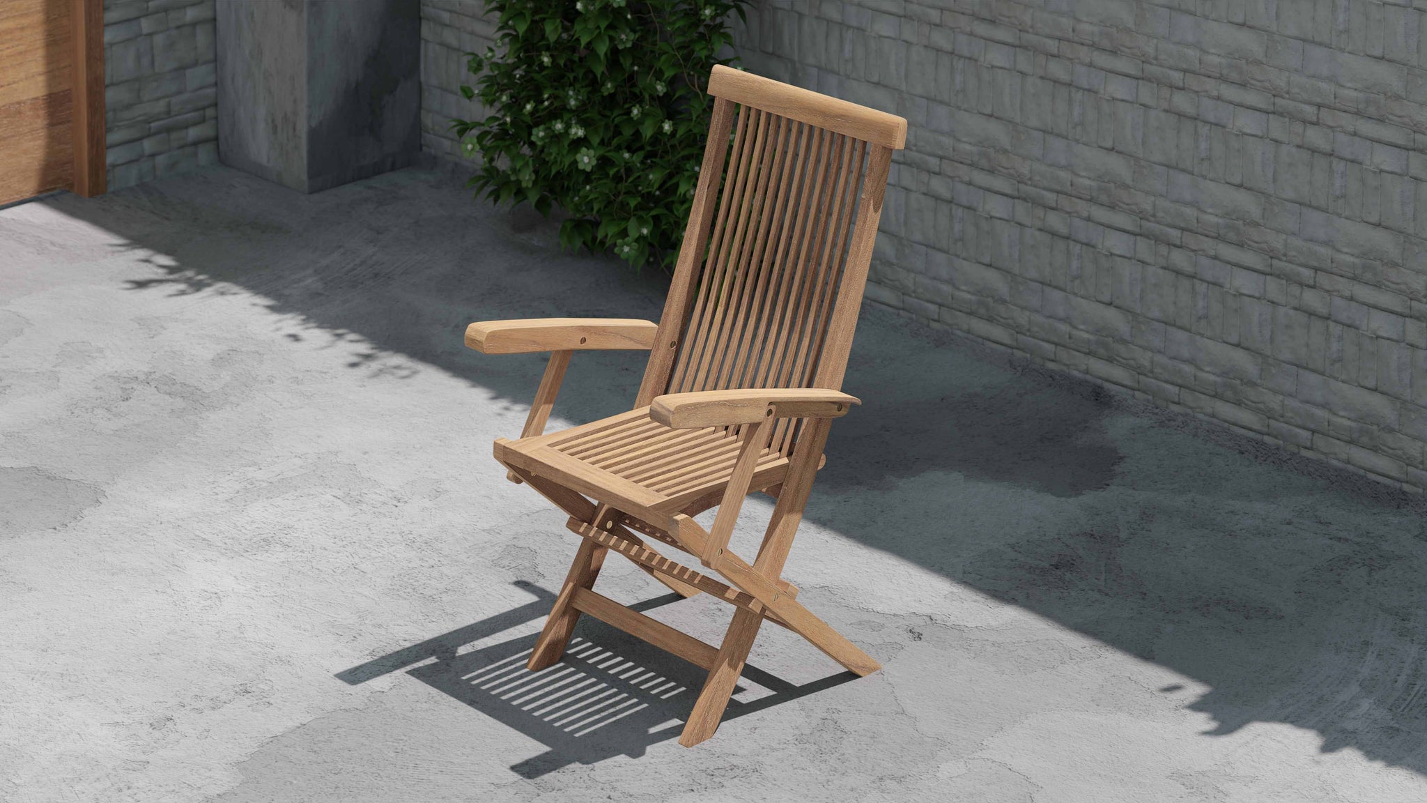 Lincoln Teak Garden Chair Carver with Arms Raised Front View