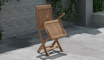 Ripon Folding Teak Garden Carver Chair with Arms Shown Semi Folded