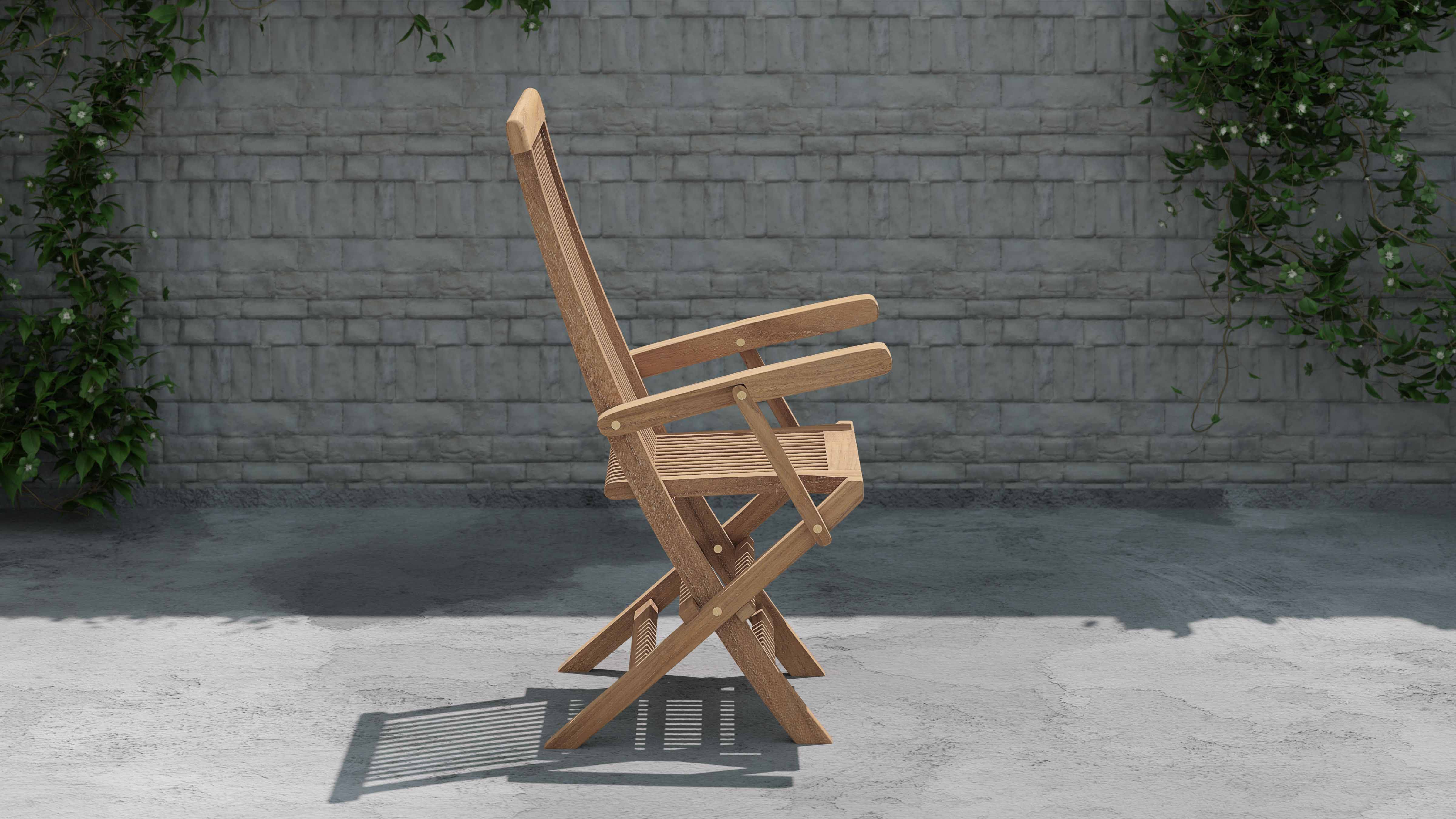 Lincoln Teak Garden Chair Carver with Arms Side View