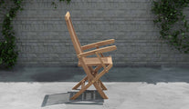 Lincoln Teak Garden Chair Carver with Arms Side View