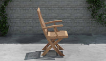 Ripon Folding Teak Garden Carver Chair with Arms Side View