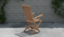 Lincoln Teak Garden Chair Carver with Arms Side View from Back