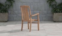 Dorchester Teak Carver Garden Chair with Arms Rear Angled View