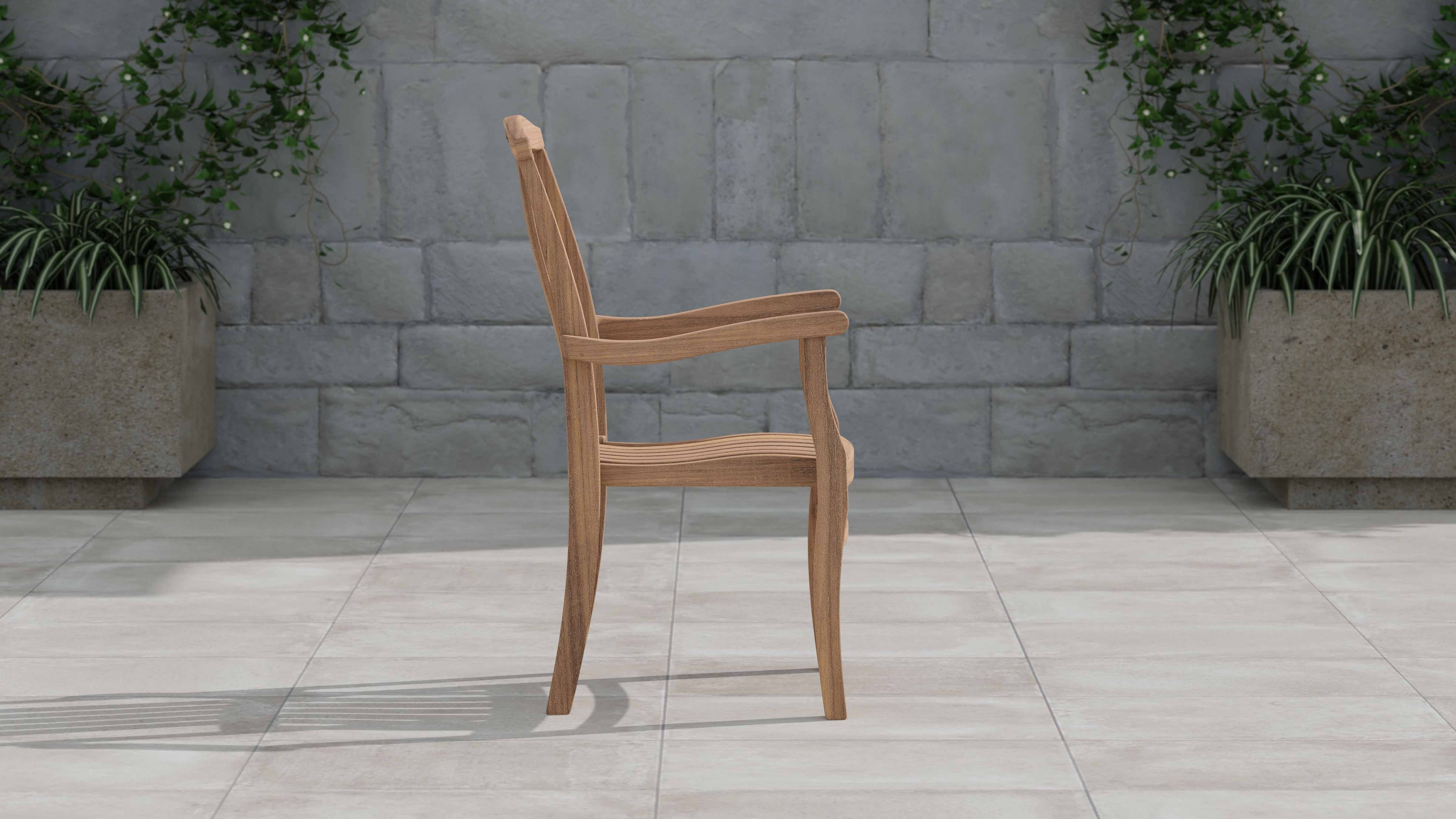 Dorchester Teak Carver Garden Chair with Arms Side View