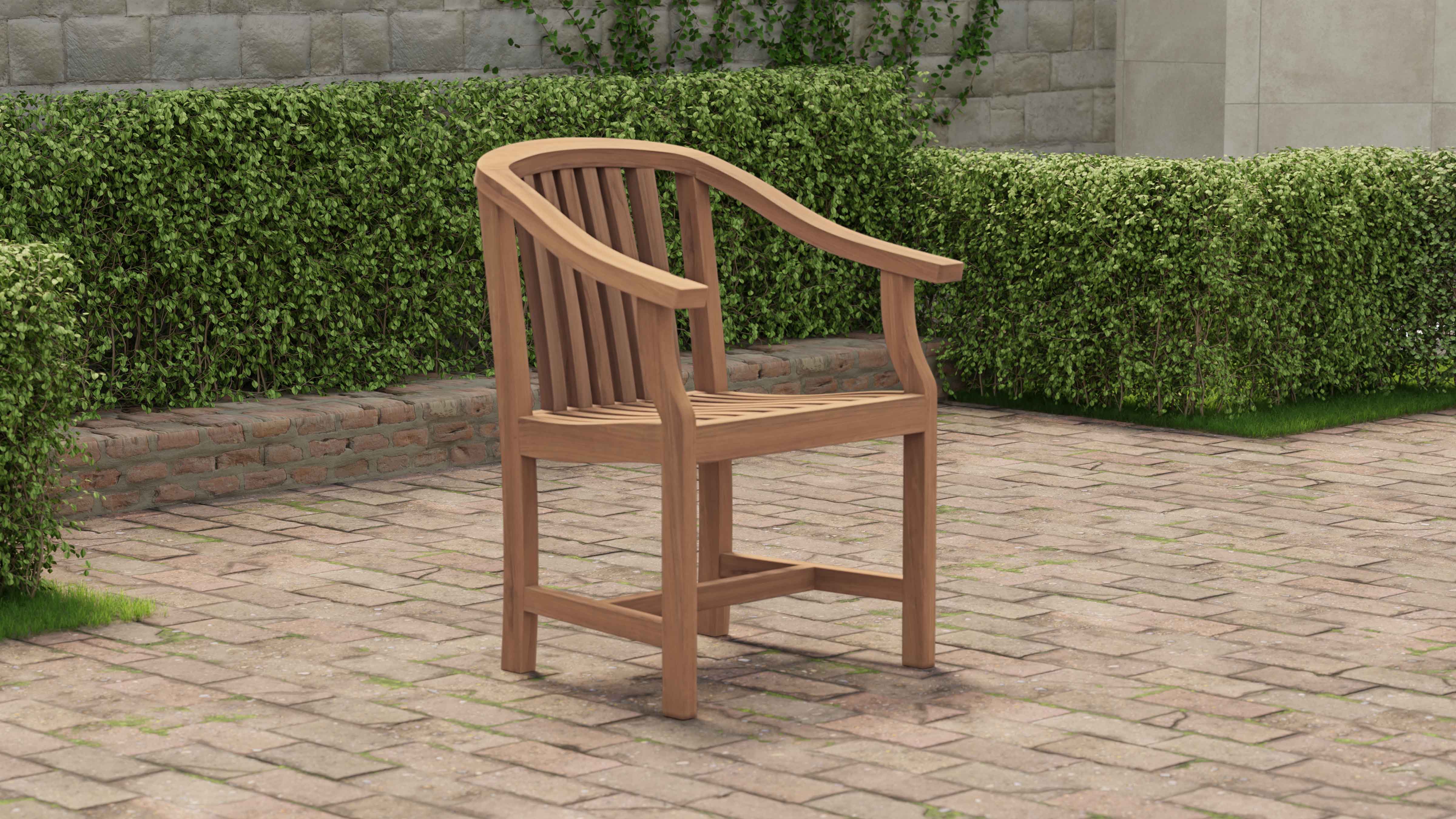 Winchester Teak Garden Carver Chair Front Angled View