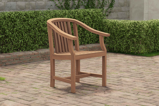 Winchester Teak Garden Carver Chair Front Angled View