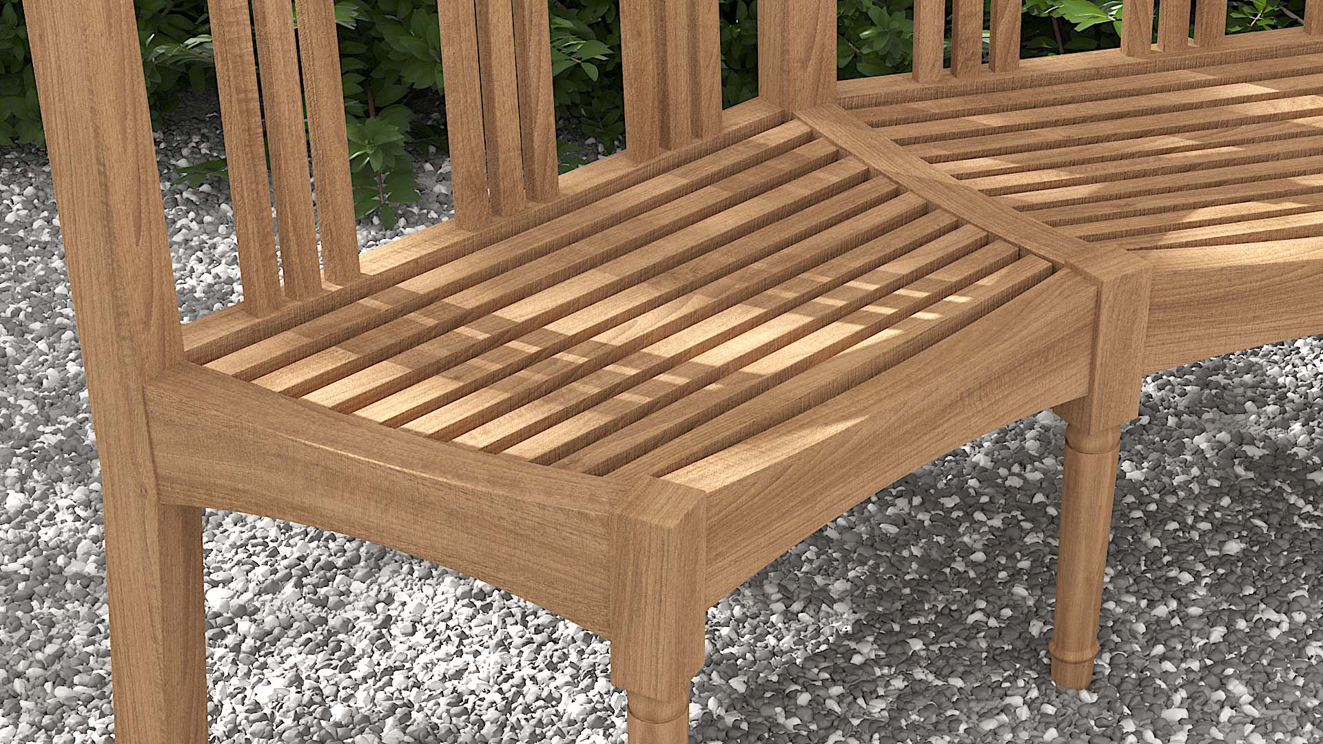 Cheverell Teak Garden Bench Seat Detail