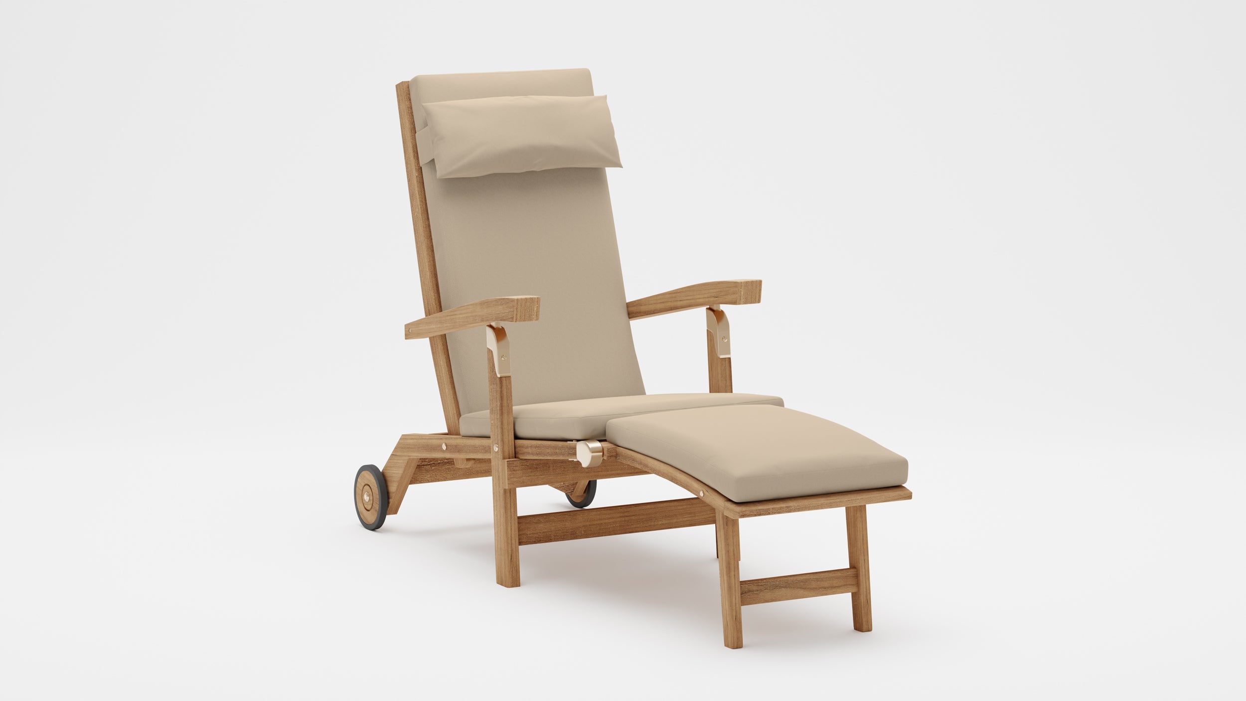 Teak Deluxe Steamer Chair with Ecru Cushion