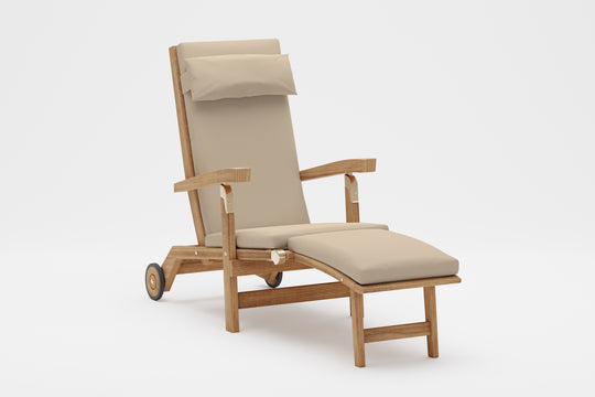 Teak Deluxe Steamer Chair with Ecru Cushion